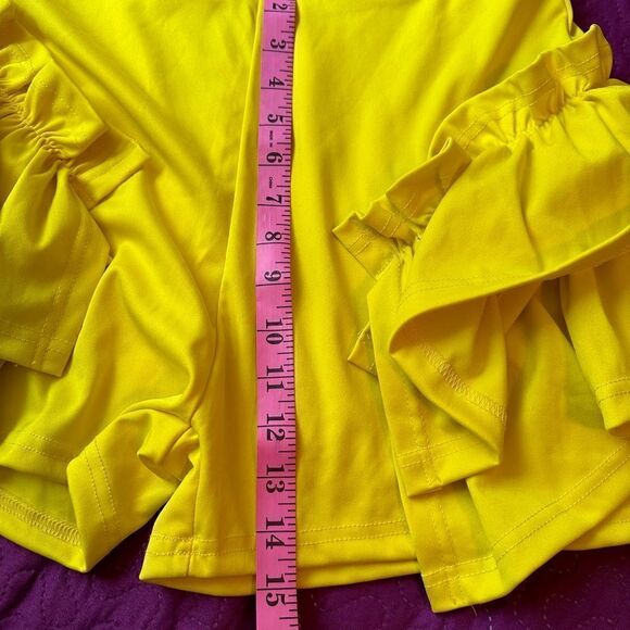 High waisted ruffled sexy shorts & crop top set - 2XL - yellow-ish- NEOT - Picture 7 of 9